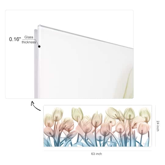 Empire Art Direct 24" x 63" Spring Blooms Frameless Free Floating Printed Tempered Glass Wall Art